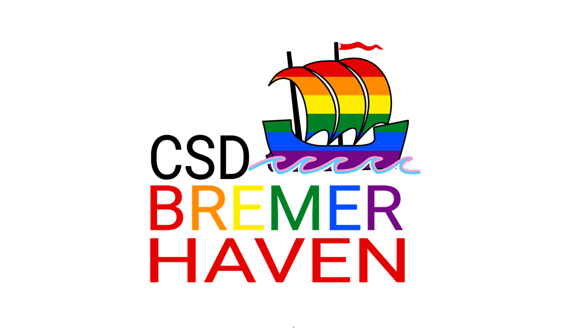 Logo des CSD Bremerhaven mit einer Regenbogenfarbigen Kogge aus dem Bremerhavener Stadtwappen